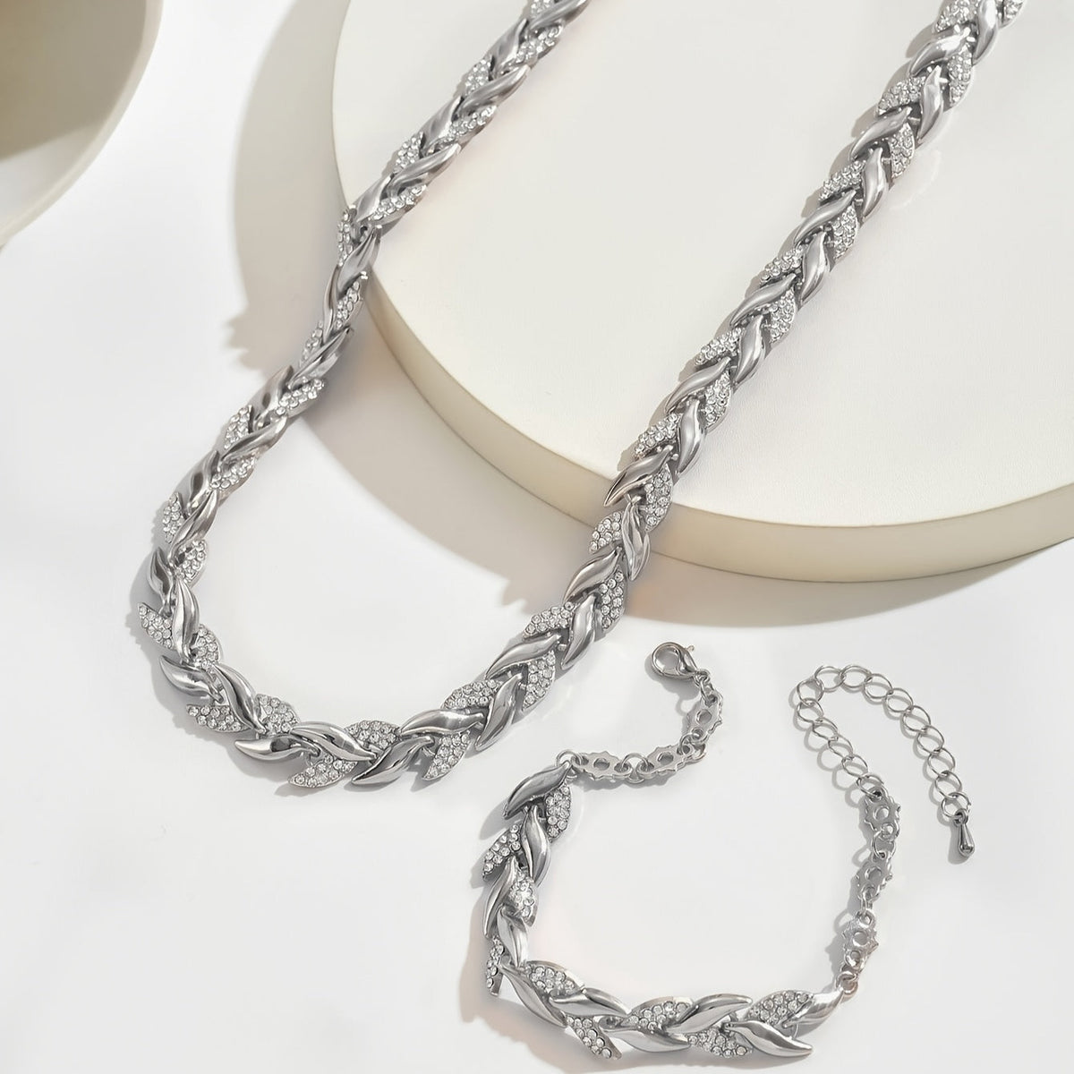 Conjunto Collar y Pulsera Espiga con Cristales