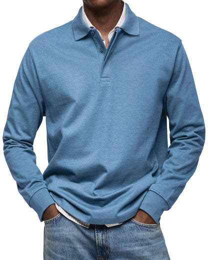 Polo de manga larga con cuello de solapa