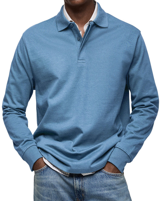 Polo de manga larga con cuello de solapa