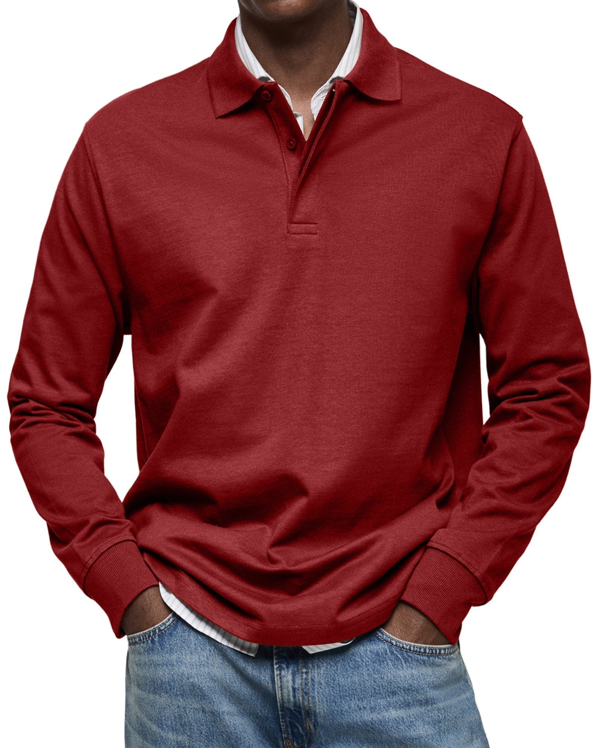 Polo de manga larga con cuello de solapa