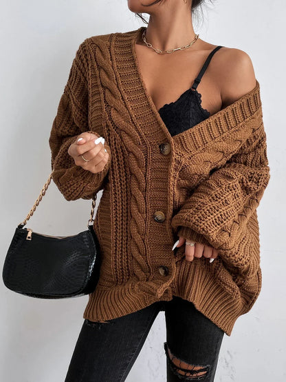 Cárdigan oversize de punto trenzado grueso