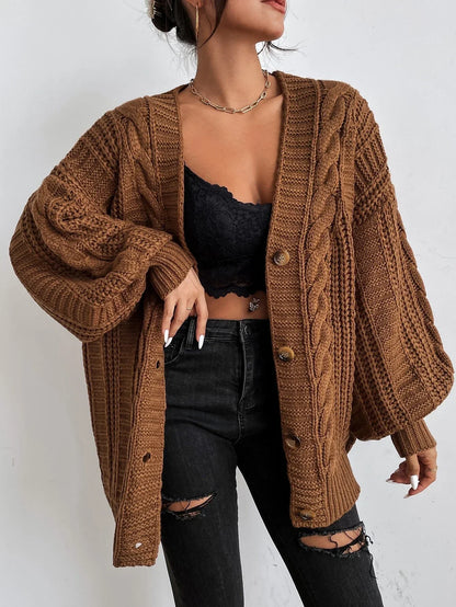 Cárdigan oversize de punto trenzado grueso