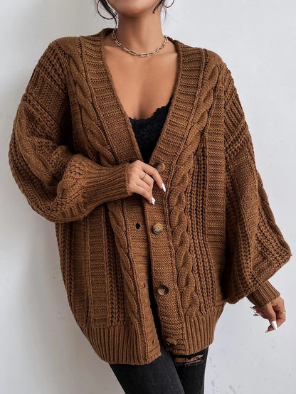 Cárdigan oversize de punto trenzado grueso