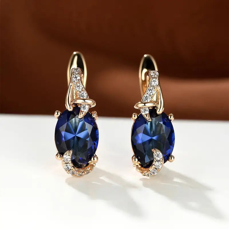 Pendientes con Piedra Oval y Circonitas