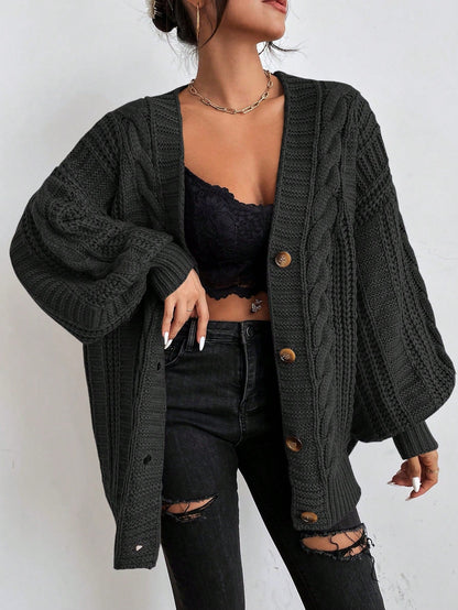 Cárdigan oversize de punto trenzado grueso