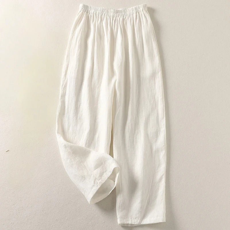 Pantalón harem de algodón y lino