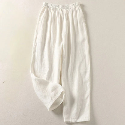 Pantalón harem de algodón y lino