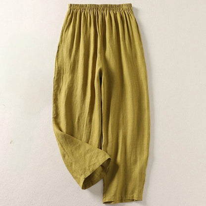 Pantalón harem de algodón y lino