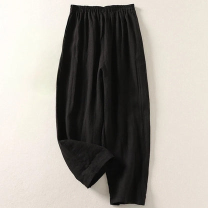 Pantalón harem de algodón y lino