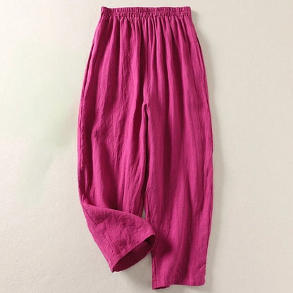 Pantalón harem de algodón y lino
