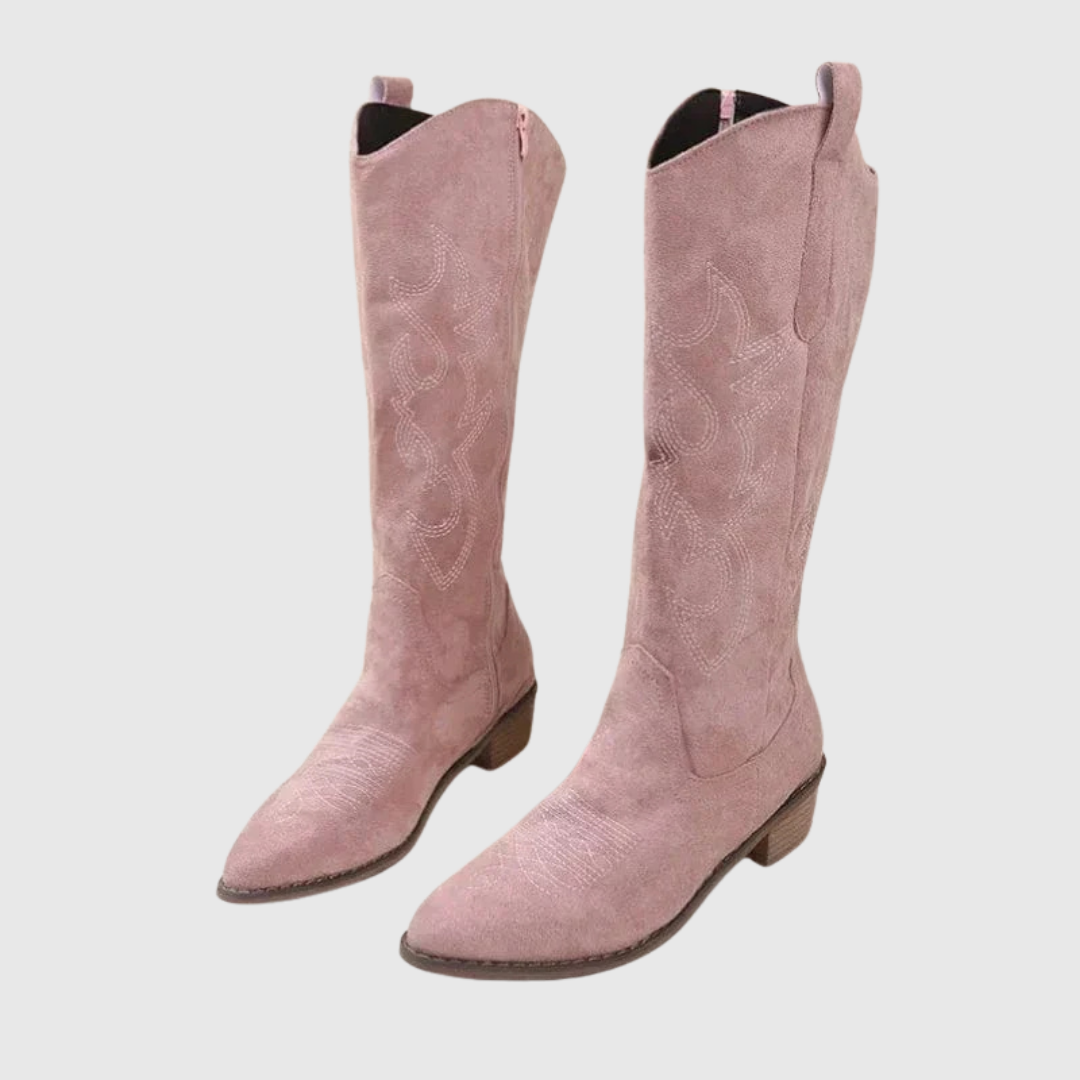 Botas western hasta la rodilla de nubuck con punta estrecha