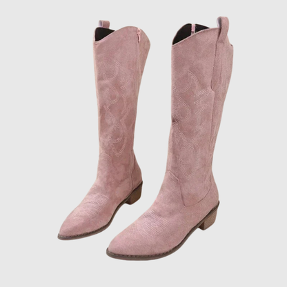 Botas western hasta la rodilla de nubuck con punta estrecha