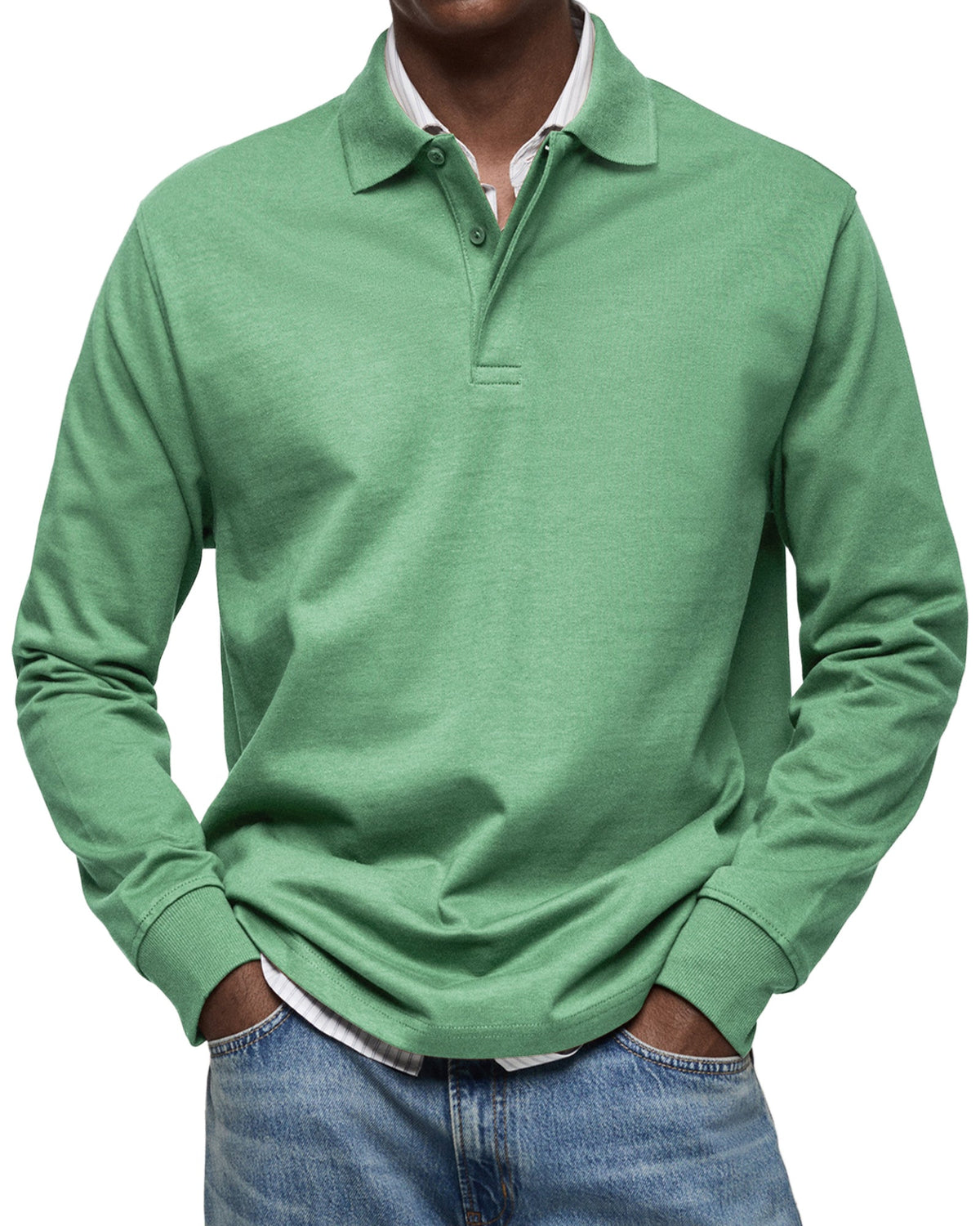 Polo de manga larga con cuello de solapa