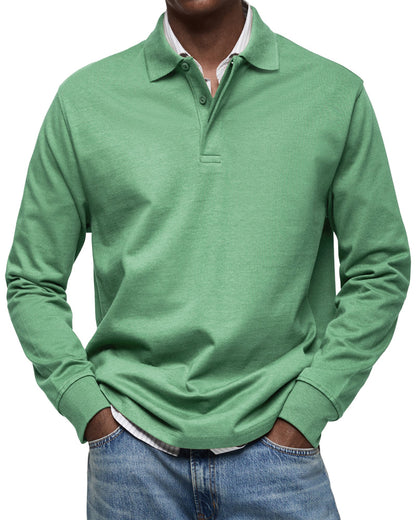 Polo de manga larga con cuello de solapa