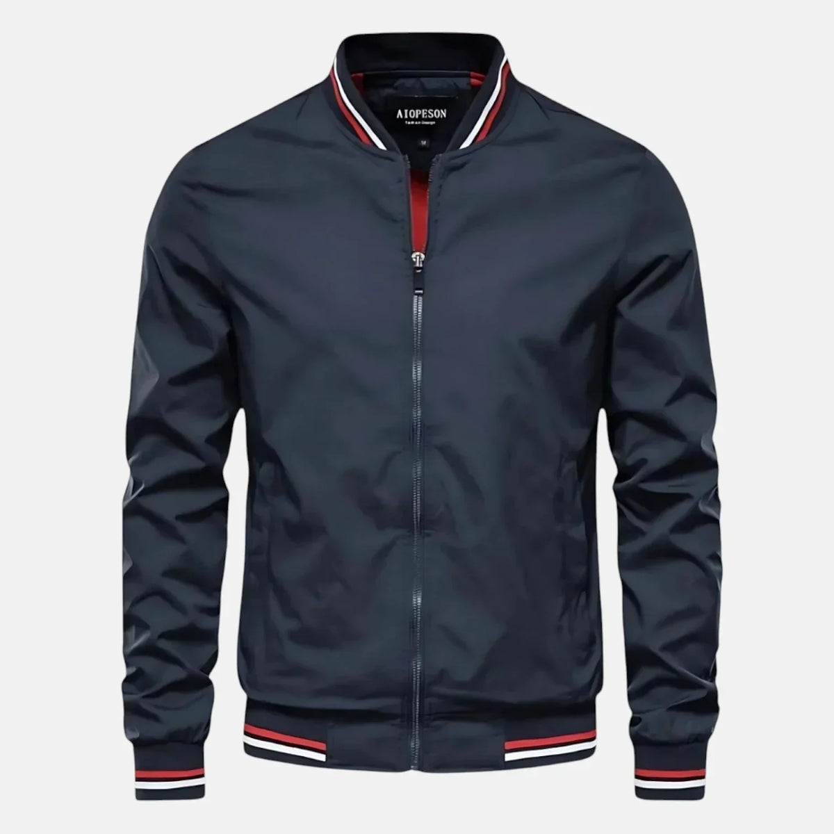 Chaqueta bomber de poliéster con cremallera y cuello béisbol