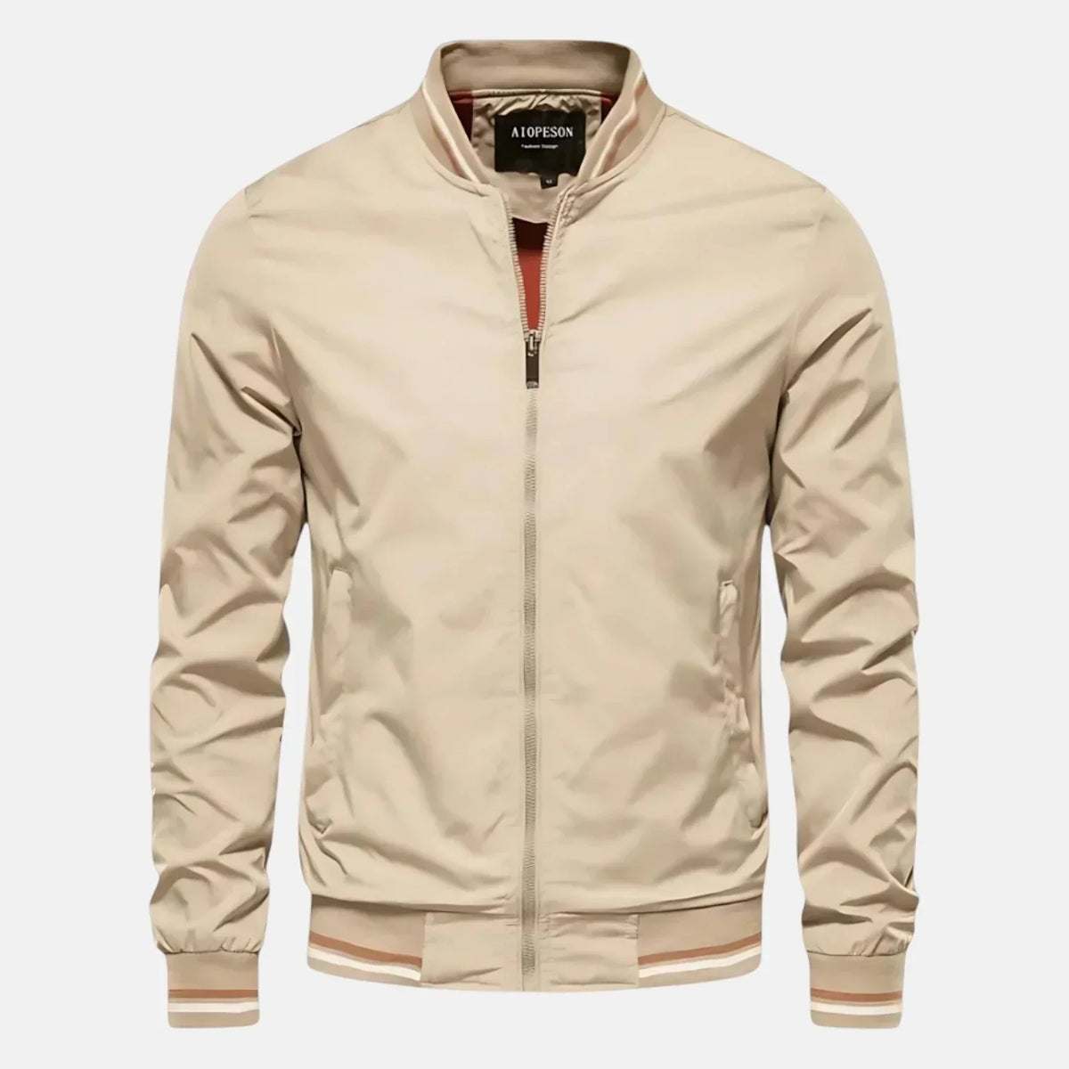 Chaqueta bomber de poliéster con cremallera y cuello béisbol