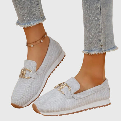 Mocasines de lona con diseño patchwork