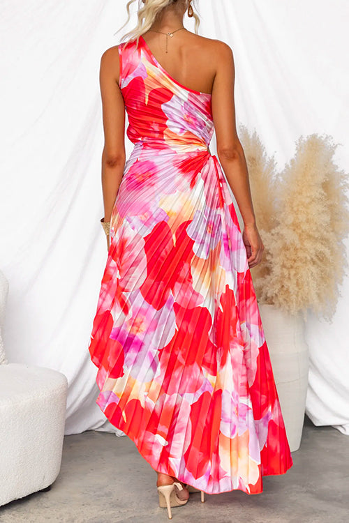 Vestido maxi floral de un solo hombro