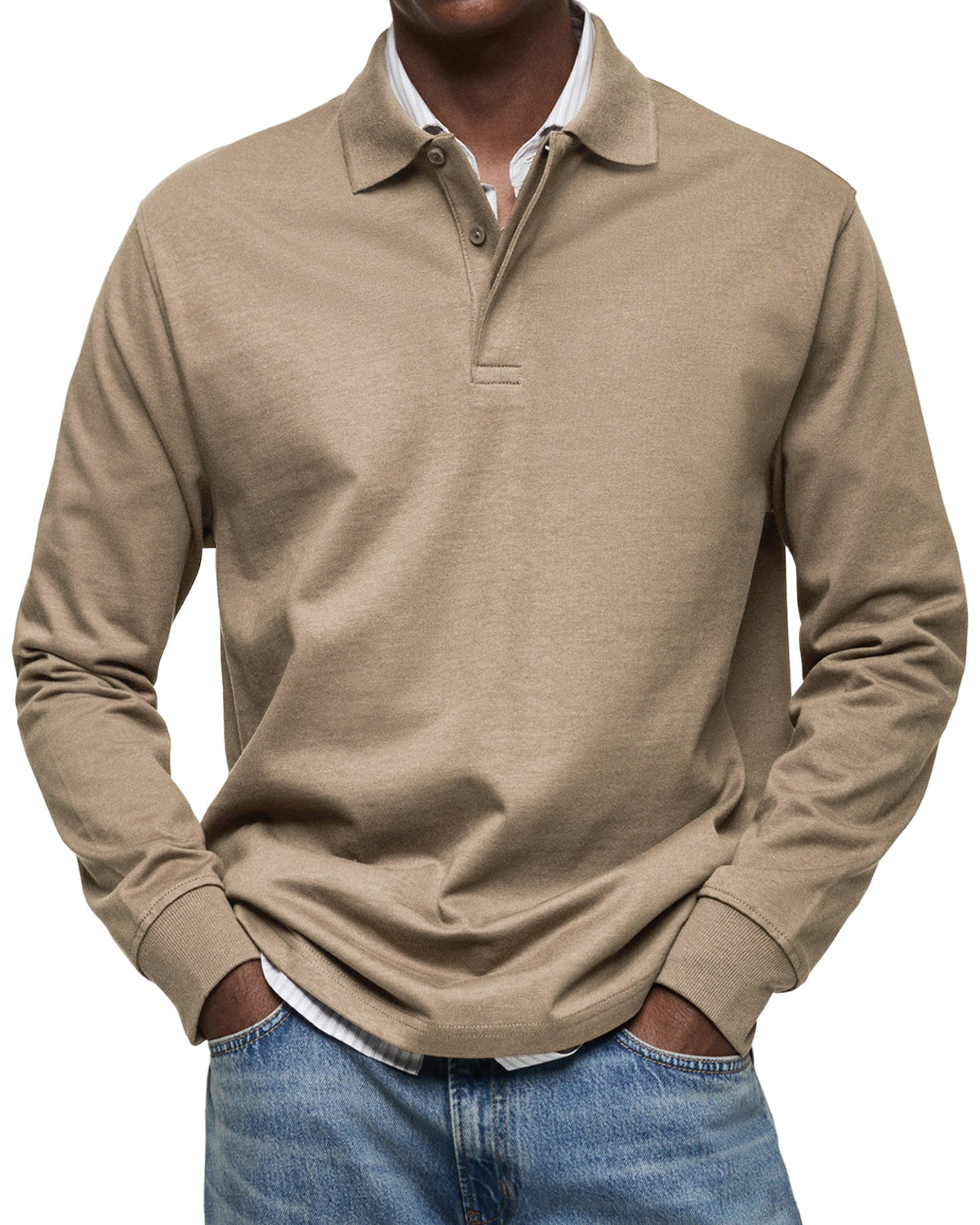 Polo de manga larga con cuello de solapa