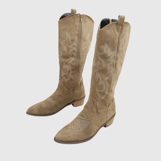 Botas western hasta la rodilla de nubuck con punta estrecha