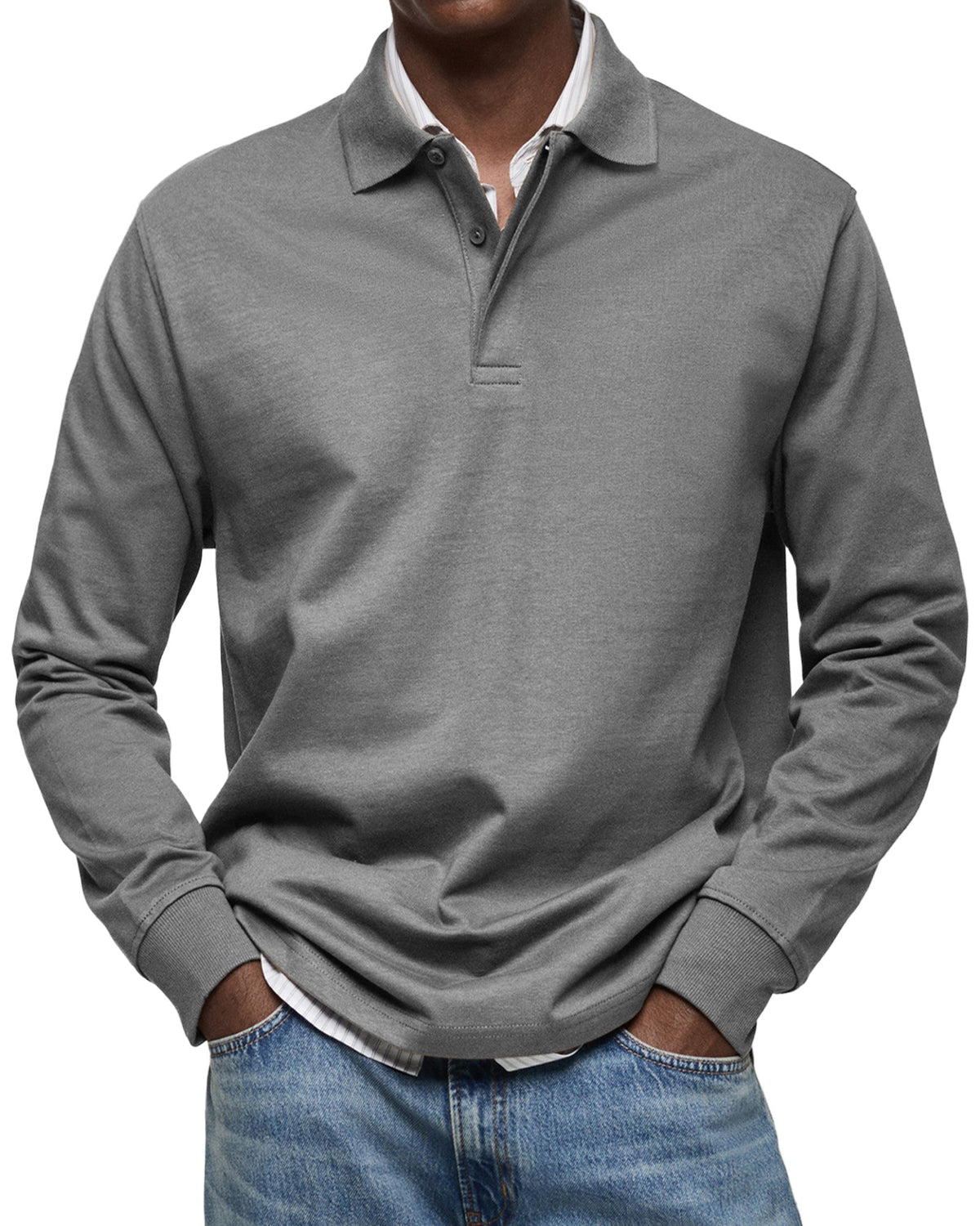 Polo de manga larga con cuello de solapa