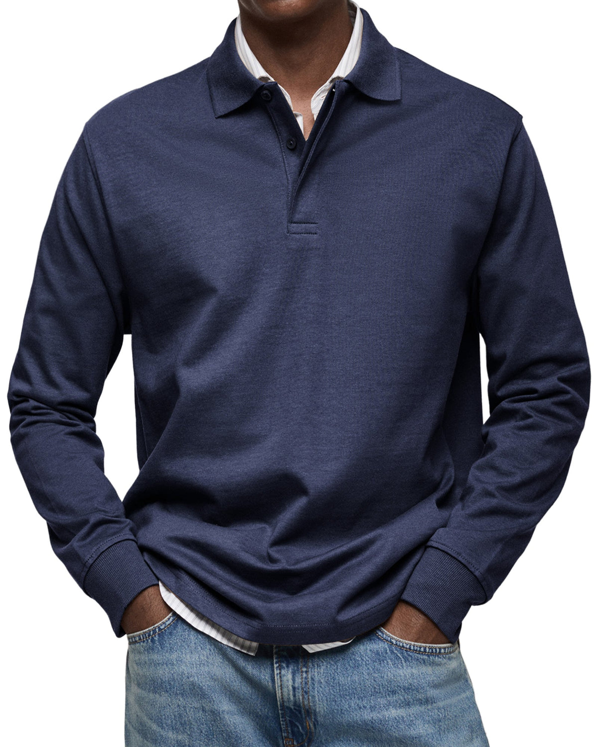 Polo de manga larga con cuello de solapa
