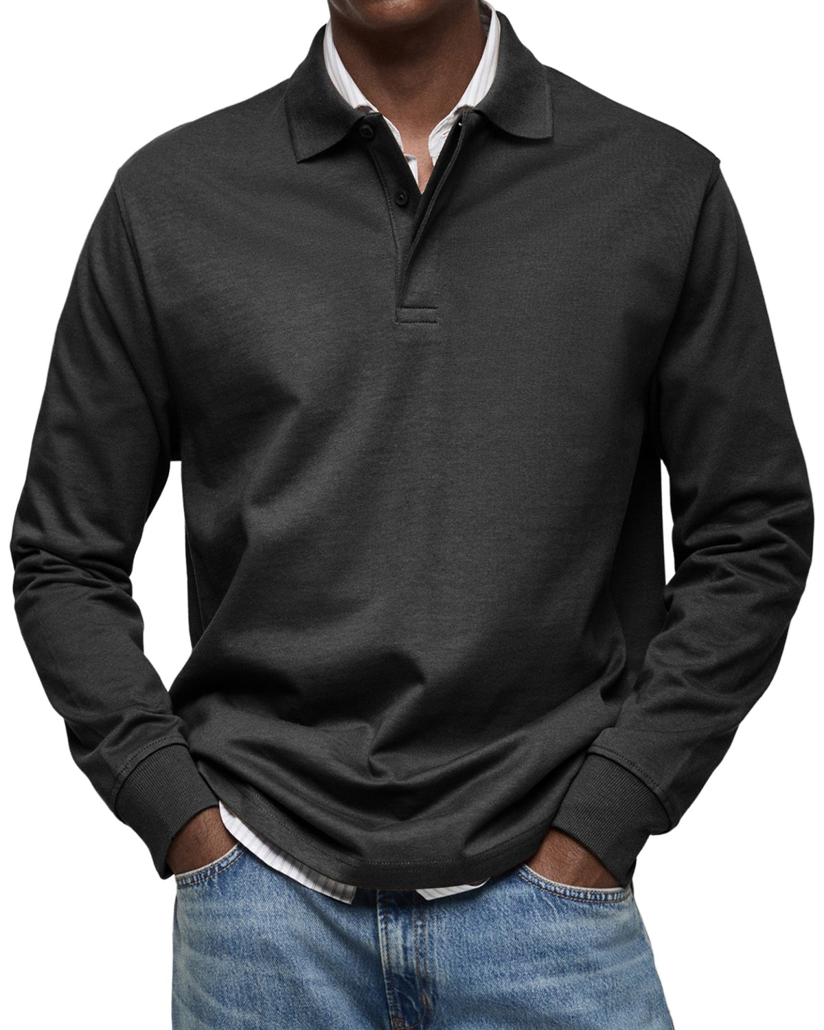 Polo de manga larga con cuello de solapa