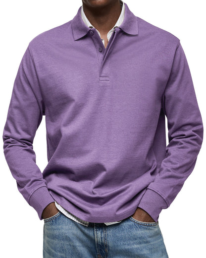 Polo de manga larga con cuello de solapa