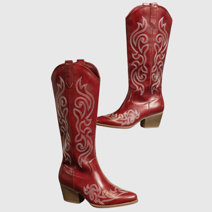 Botas western hasta la rodilla con tacón bloque y cremallera