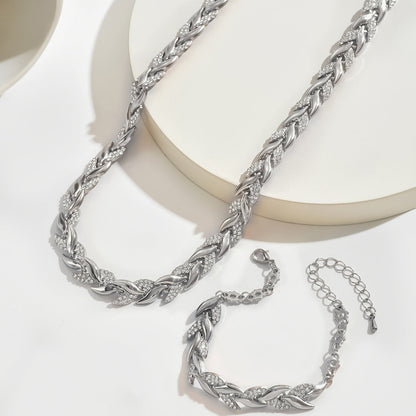Conjunto Collar y Pulsera Espiga con Cristales