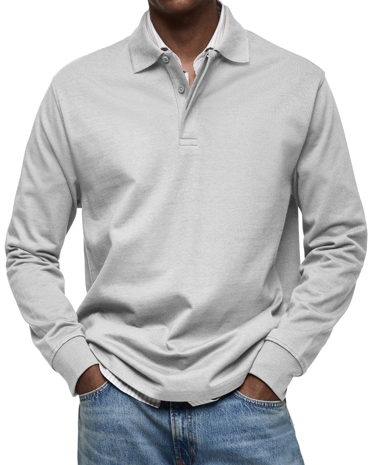Polo de manga larga con cuello de solapa