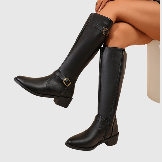 Botas alta de punta fina con hebilla