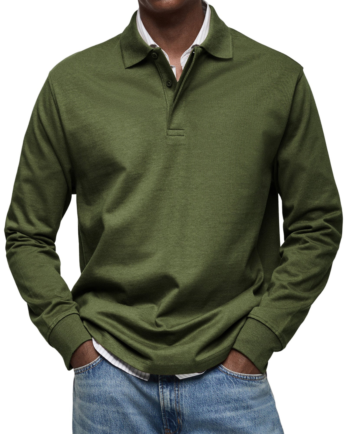 Polo de manga larga con cuello de solapa
