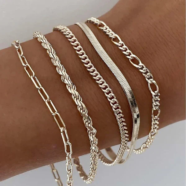 Set de 5 Pulseras de Cadena