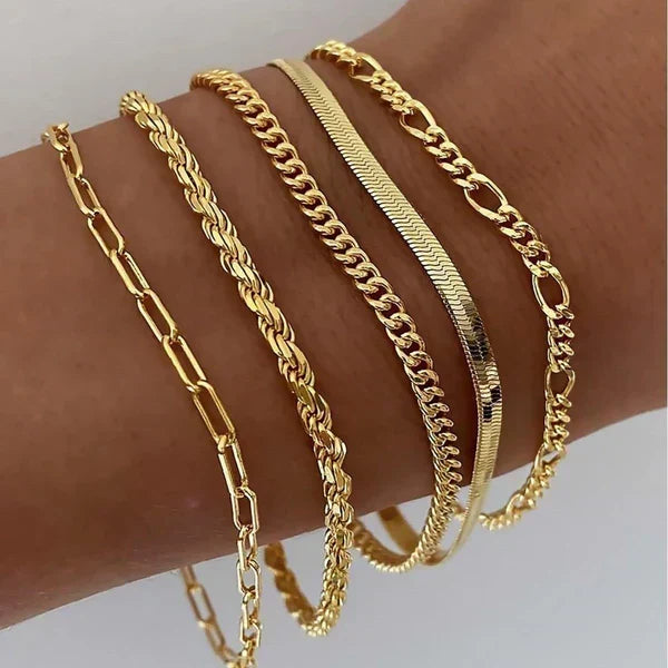 Set de 5 Pulseras de Cadena