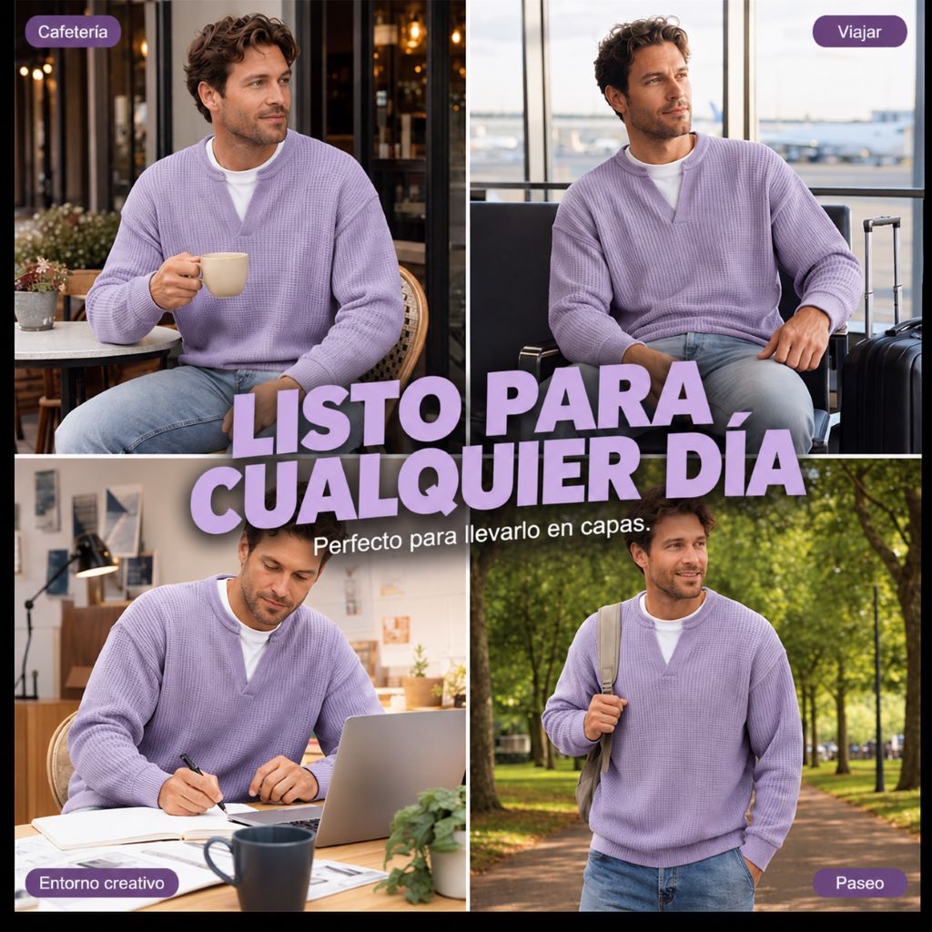 Camiseta Waffle con Efecto Capas