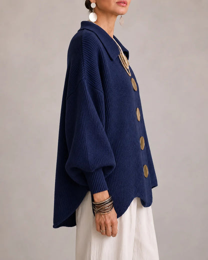 Amelia | Cárdigan de Punto Oversize con Botones Dorados