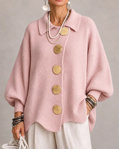 Amelia | Cárdigan de Punto Oversize con Botones Dorados