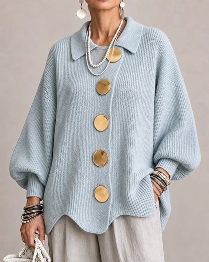 Amelia | Cárdigan de Punto Oversize con Botones Dorados
