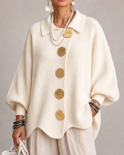 Amelia | Cárdigan de Punto Oversize con Botones Dorados