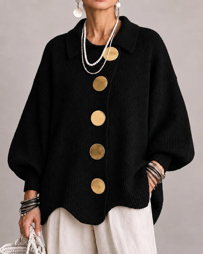 Amelia | Cárdigan de Punto Oversize con Botones Dorados