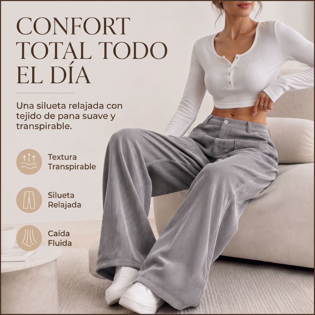 Pantalón Ancho de Pana con Corte Relajado