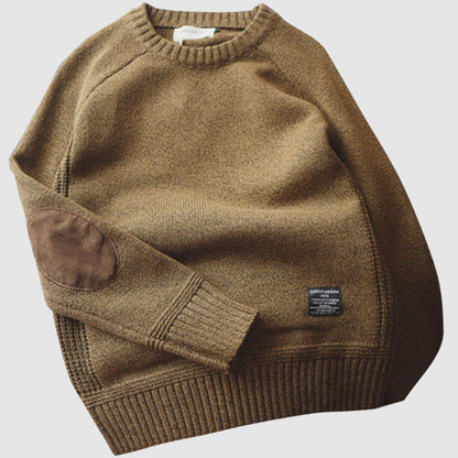 Jersey de punto con cuello redondo y parche en codo