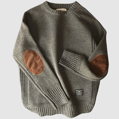 Jersey de punto con cuello redondo y parche en codo
