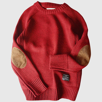 Jersey de punto con cuello redondo y parche en codo