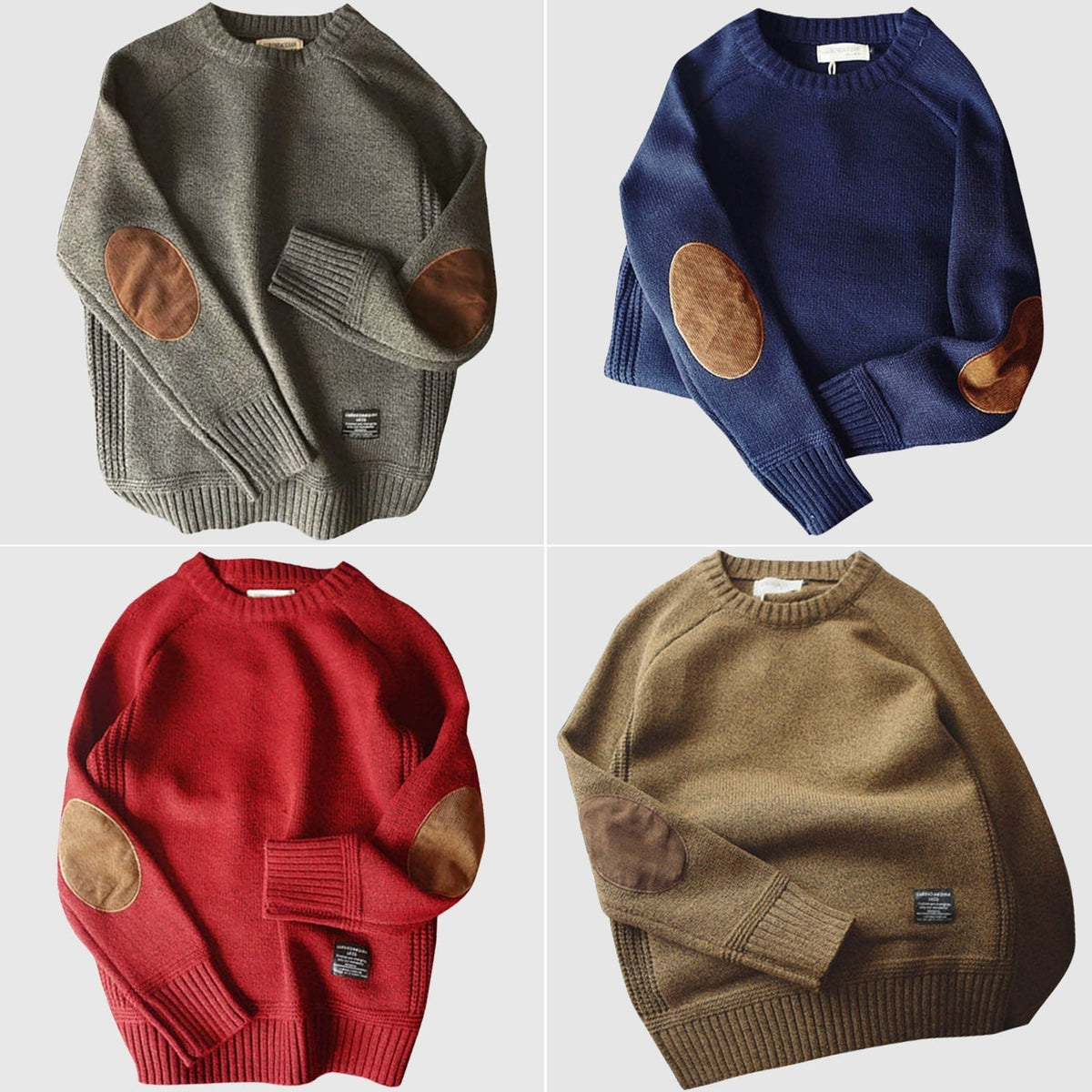 Jersey de punto con cuello redondo y parche en codo