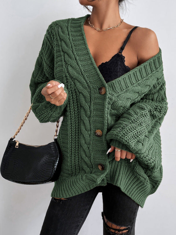 Cárdigan oversize de punto trenzado grueso