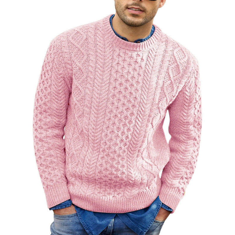 Jersey de punto trenzado y cuello redondo