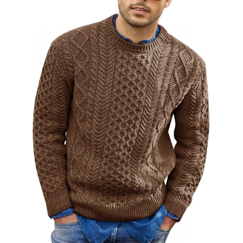 Jersey de punto trenzado y cuello redondo