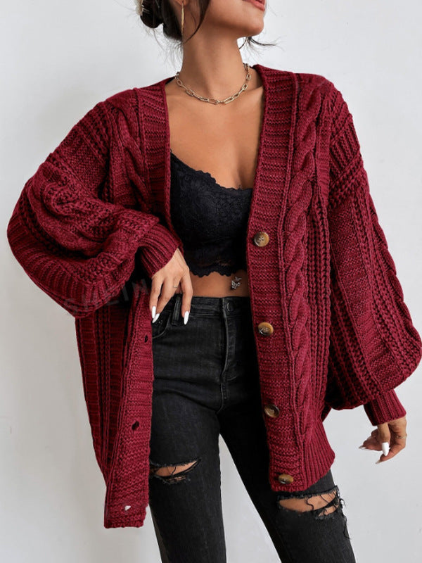 Cárdigan oversize de punto trenzado grueso